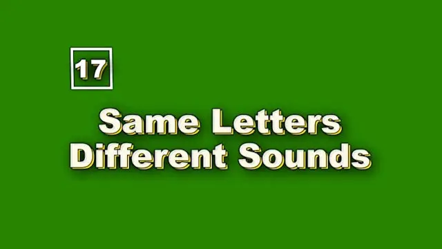 A green background with the words same letters different sounds