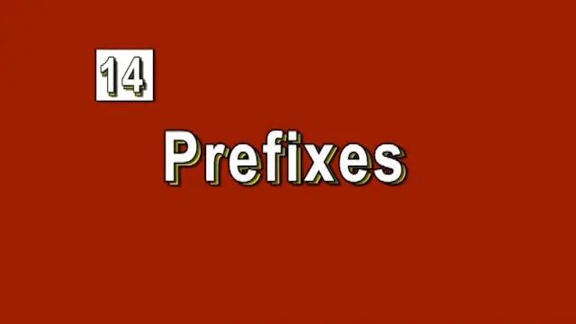 A red background with the word prefixes written in white.