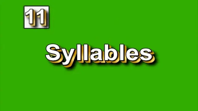 A green background with the word syllables in yellow.