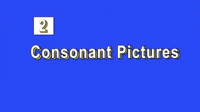 A blue background with the words " q 2 consonant pictures ".