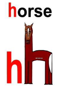 A horse with the letter h in its mouth.