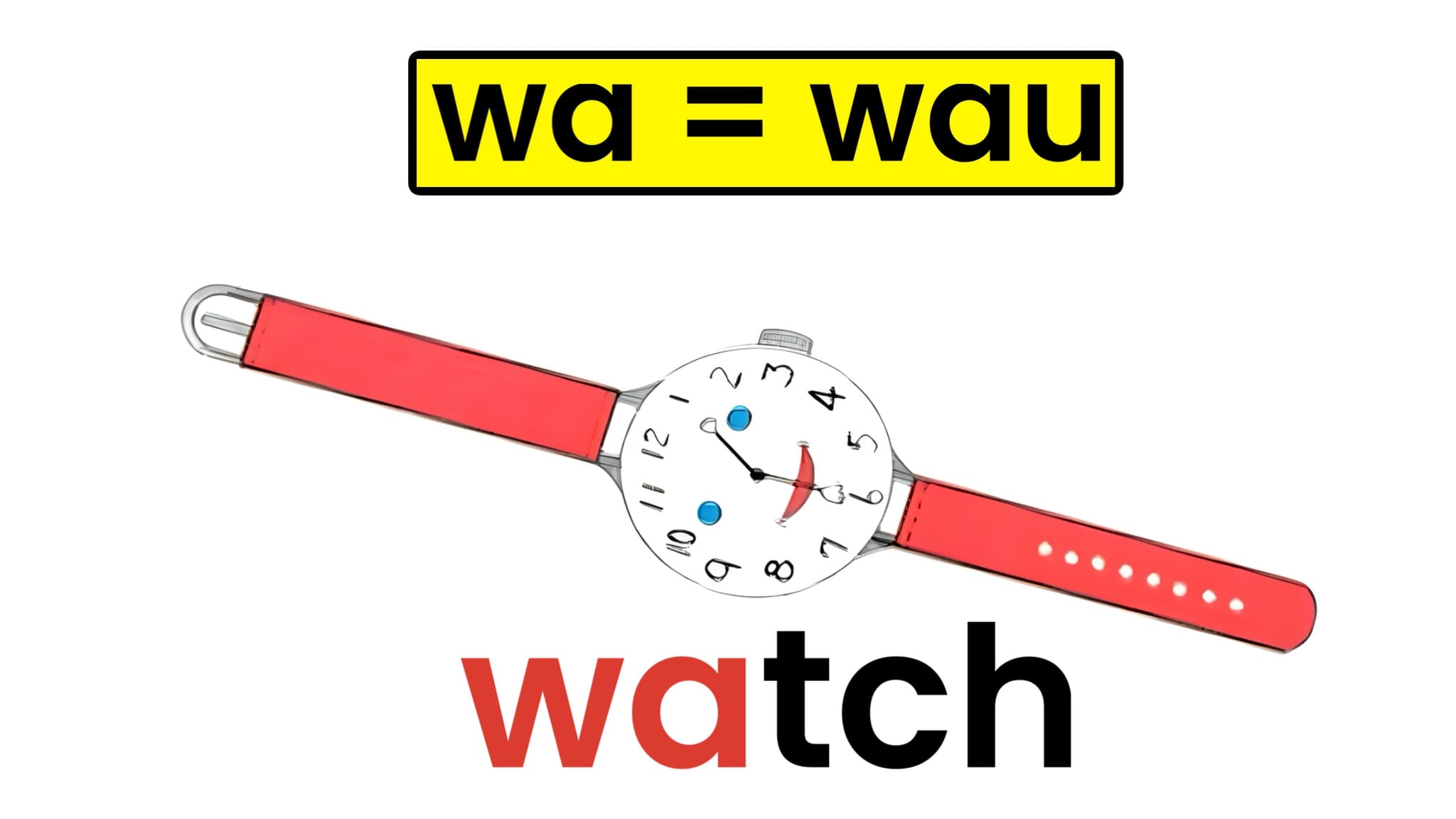 A red watch with the word " wa " written underneath it.