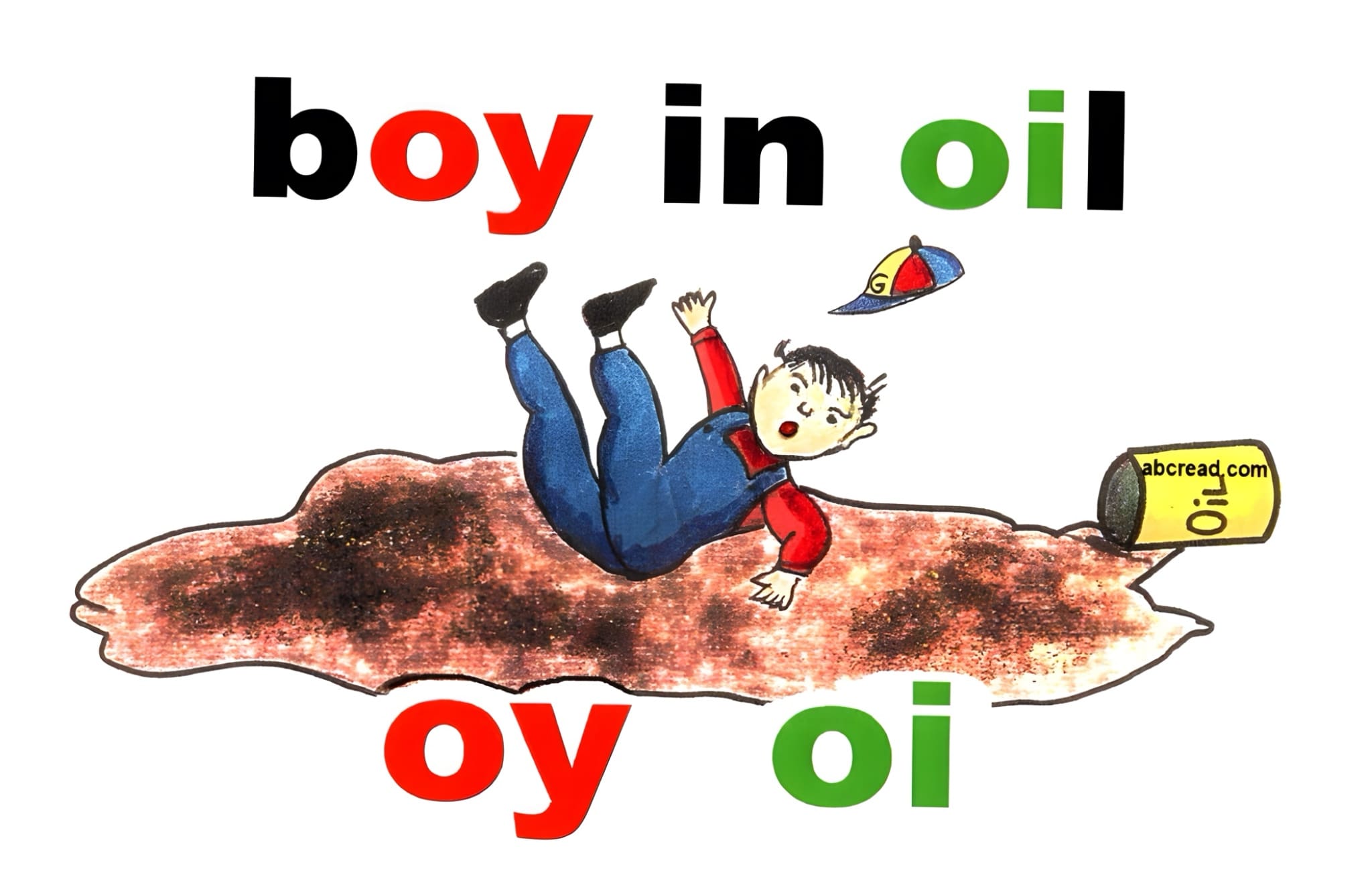 A boy in oil is falling down the hill.